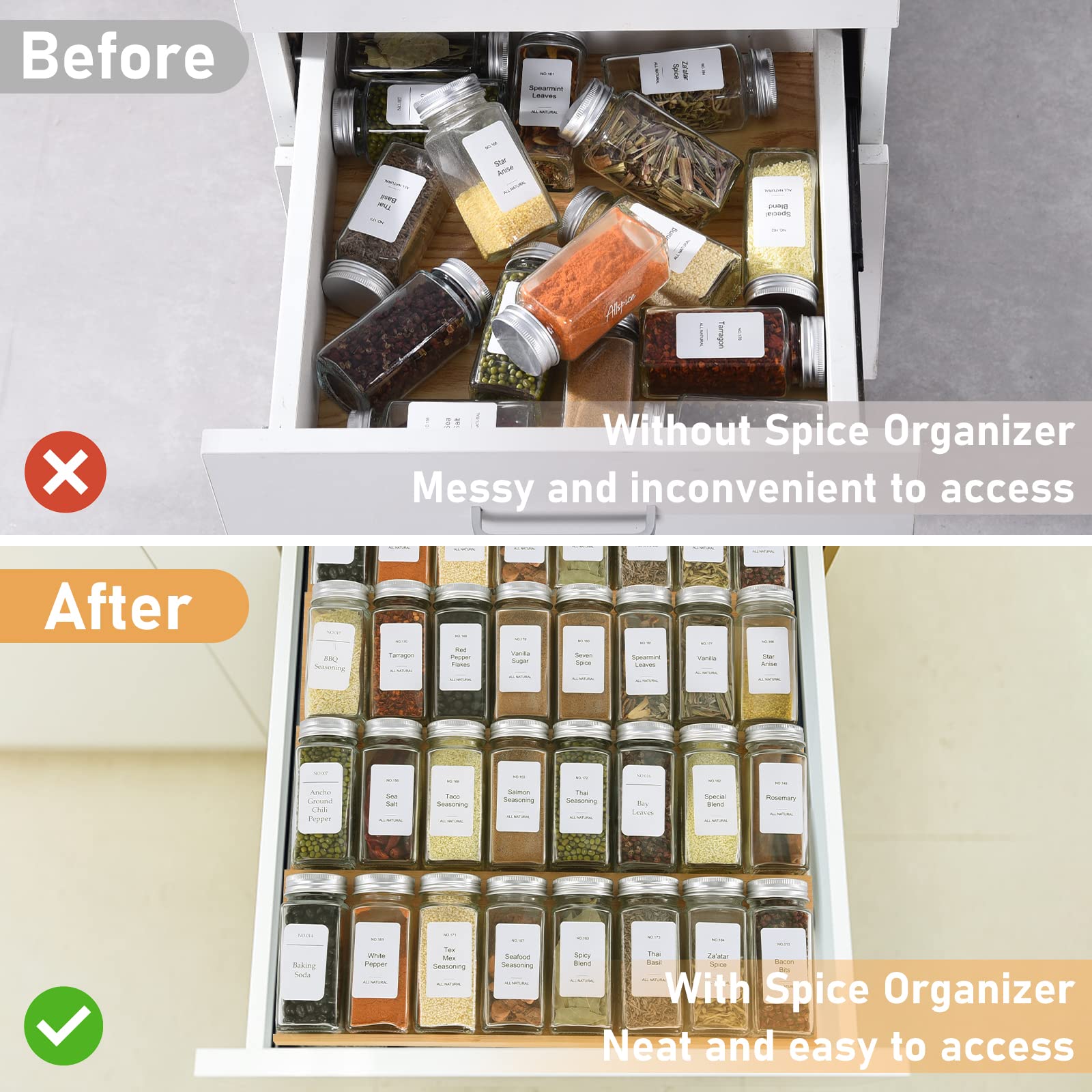 KitHero multi-level tray storage maximizes drawer space