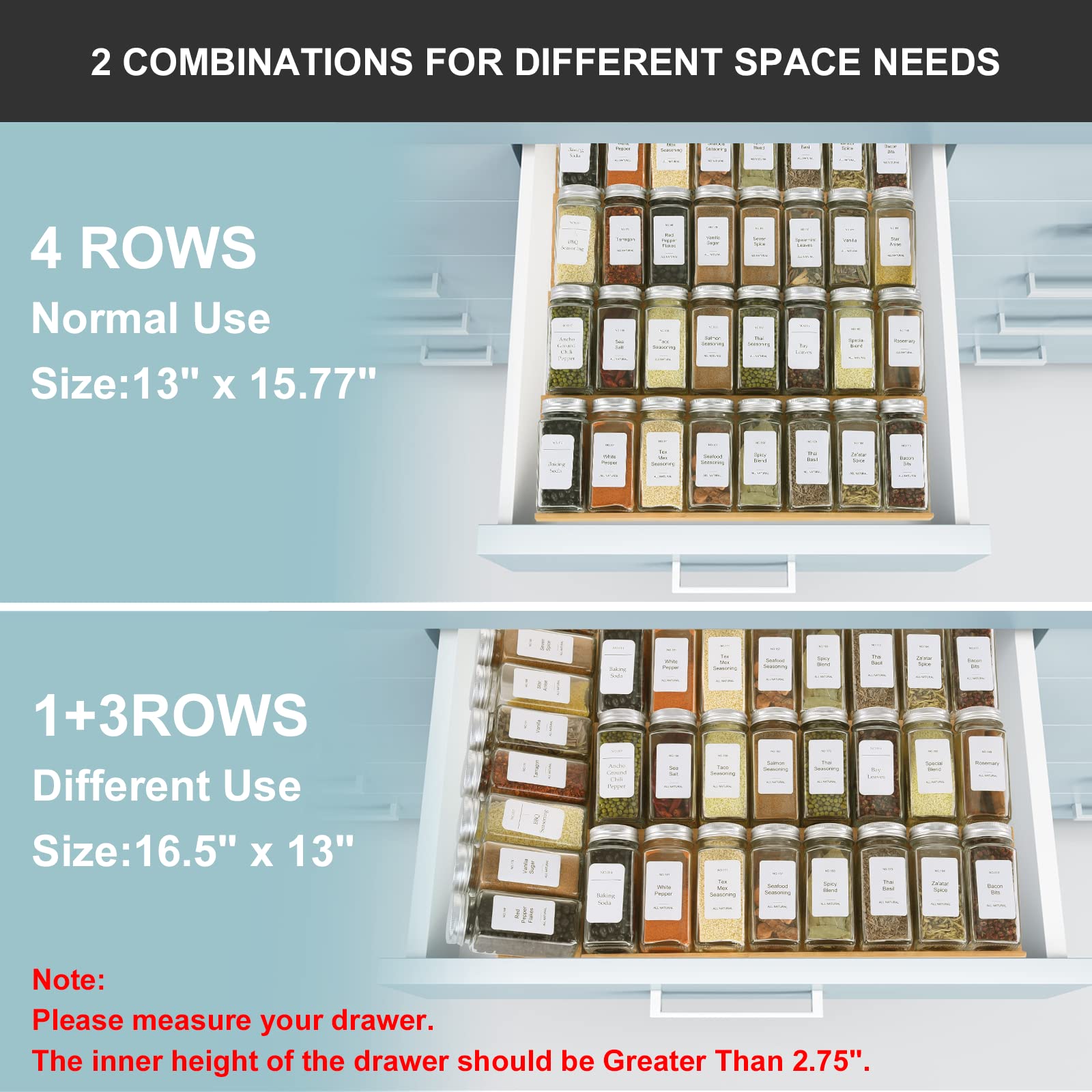 KitHero versatile spice storage adapts to various container sizes