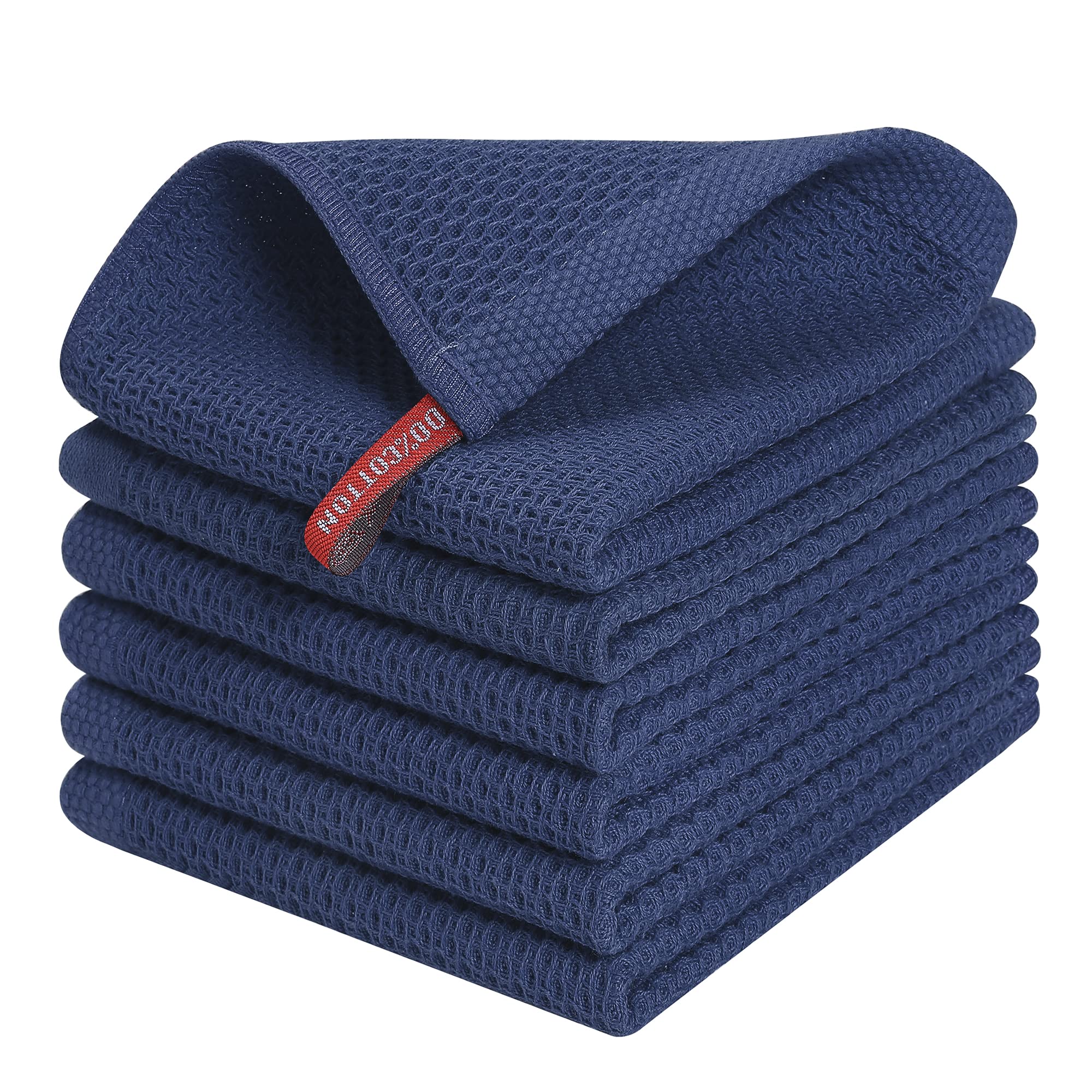 Kitinjoy 100% cotton dish cloths in honeycomb weave for superior absorbency.