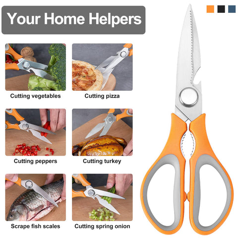 KITNATS 3-pack kitchen shears with ergonomic handles for comfortable grip.