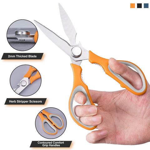 KITNATS 3-pack kitchen shears with micro-serrated edge for non-slip precision.