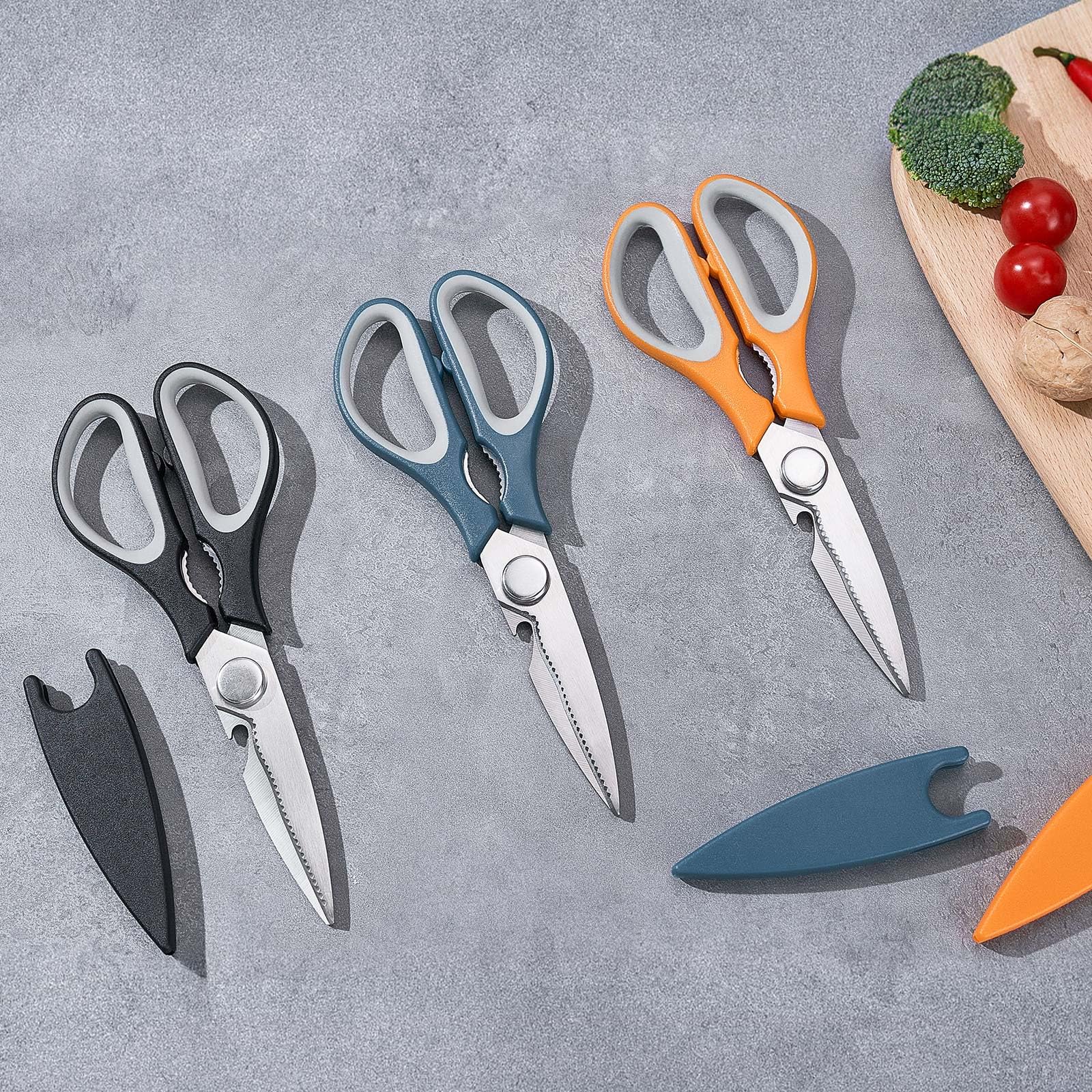 KITNATS 3-pack kitchen shears for pizza and pasta trimming and slicing.