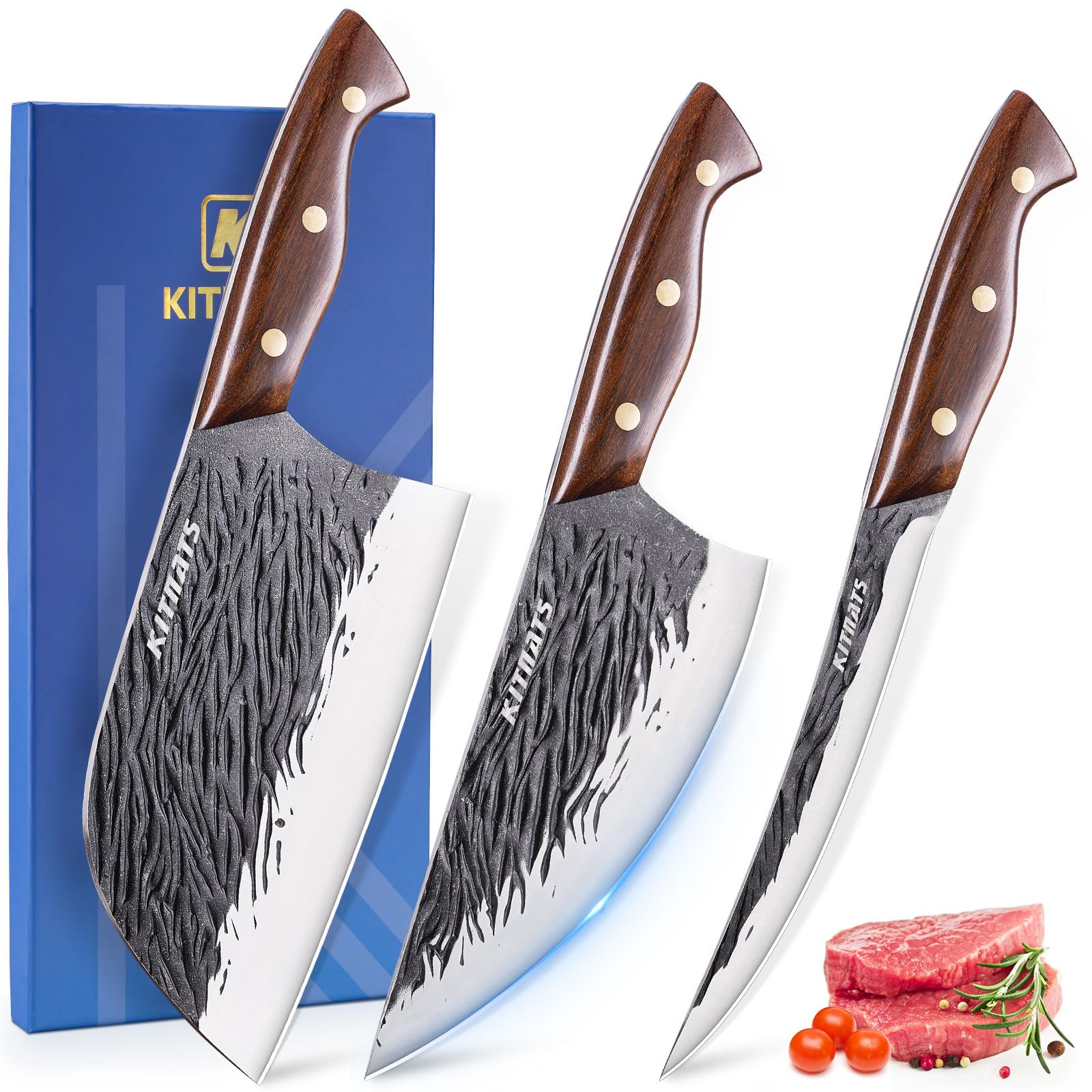 KITNATS Serbian Chef Knife 7 inch blade for precise kitchen prep.