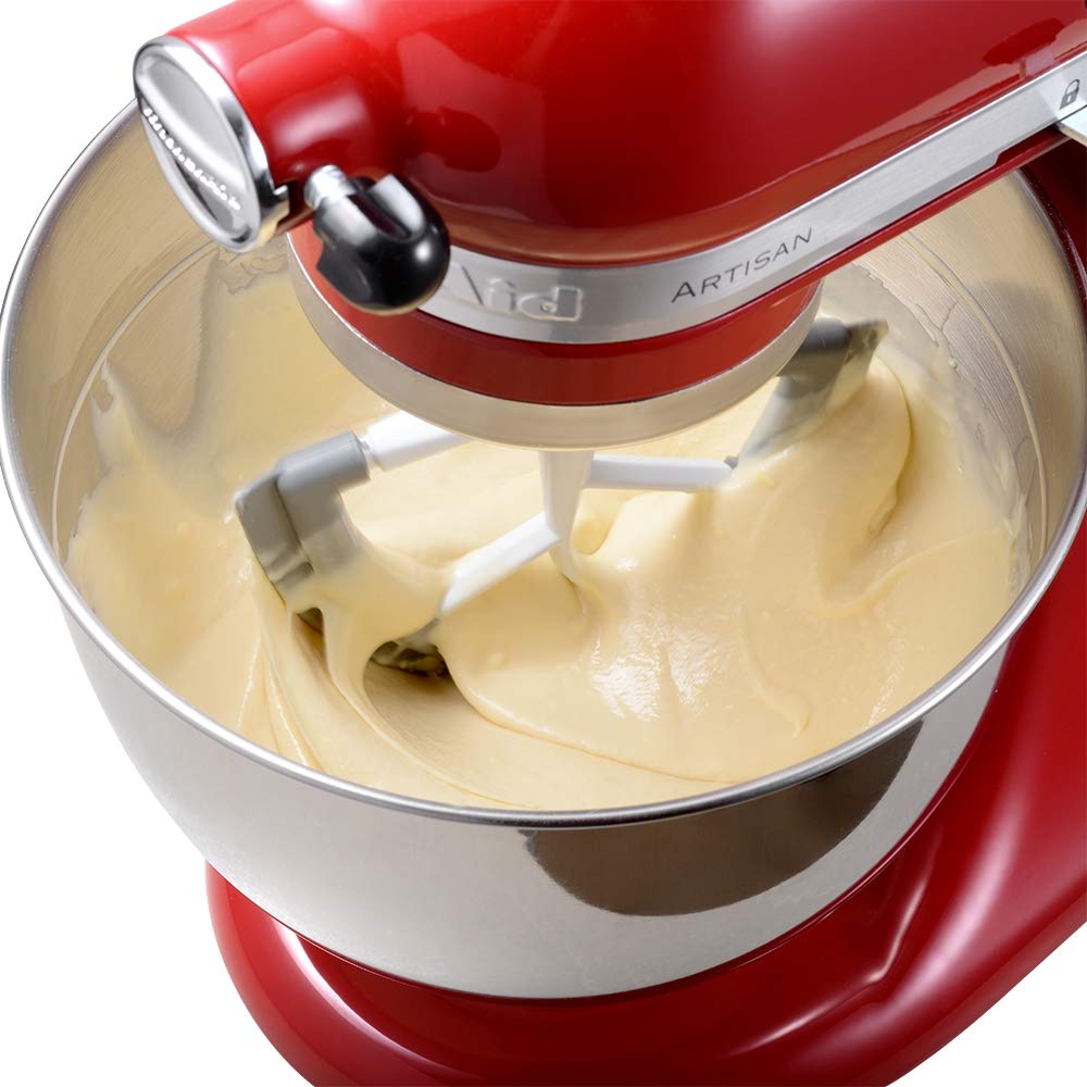 KITOART Flex Edge Beater for KitchenAid 4.5/5 qt, top view shows even batter scraping.