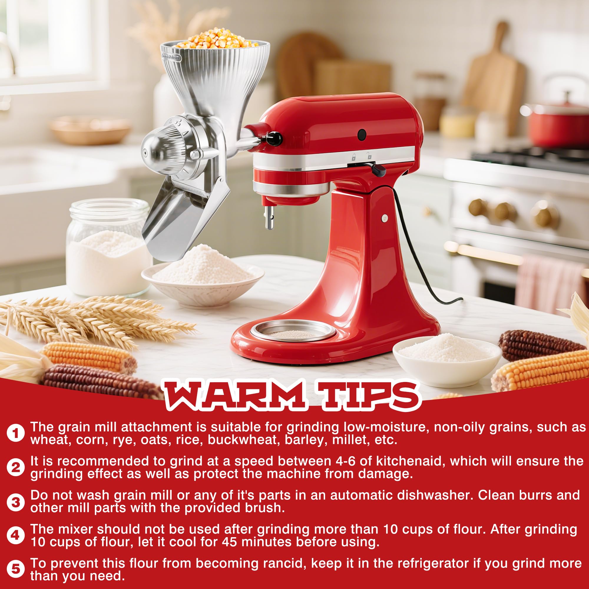 Detachable grinding chamber of KITOART grain mill for easy cleaning