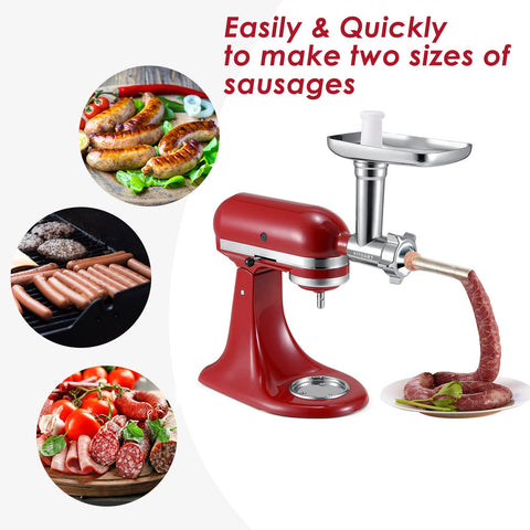 KITOART meat grinder attachment close-up highlighting durable aluminum design and stability