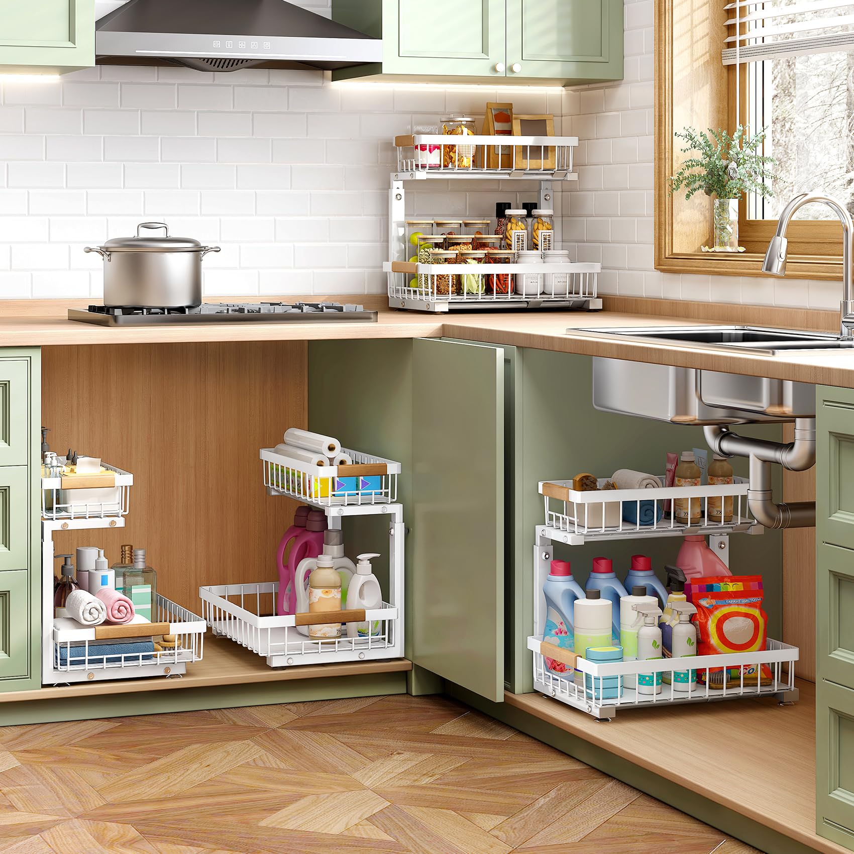 Kitstorack compact pantry organizer fits tight cabinets and boosts accessibility.