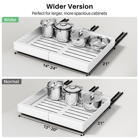 Kitstorack heavy-duty metal slide provides smooth glide for heavy cookware