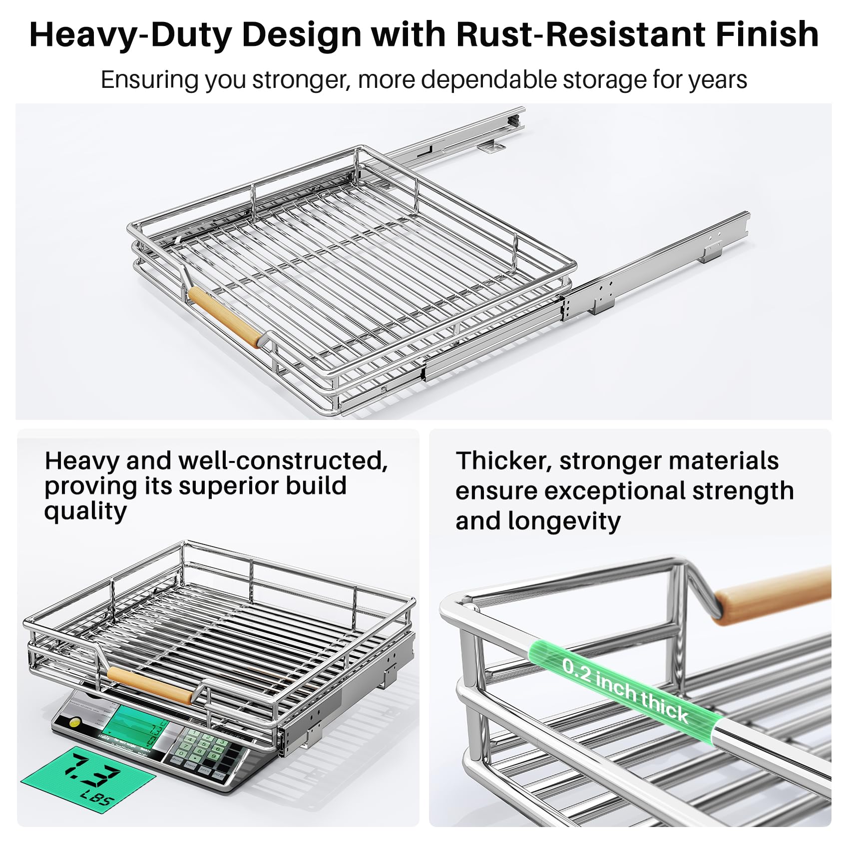 Kitstorack pullout cabinet organizer rust-resistant materials withstand busy kitchens.