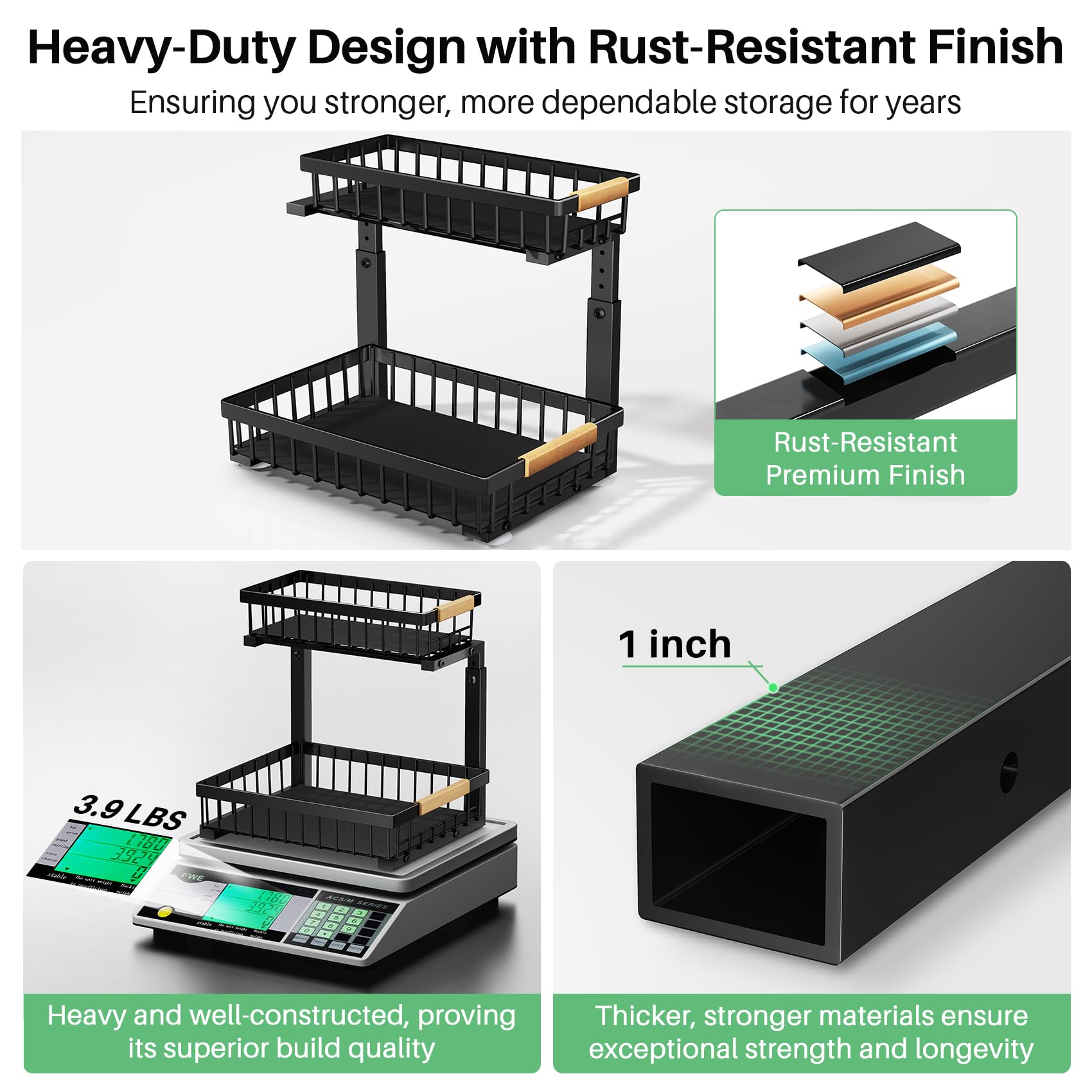 Kitstorack under-sink storage with reinforced frame resists wobble during use.