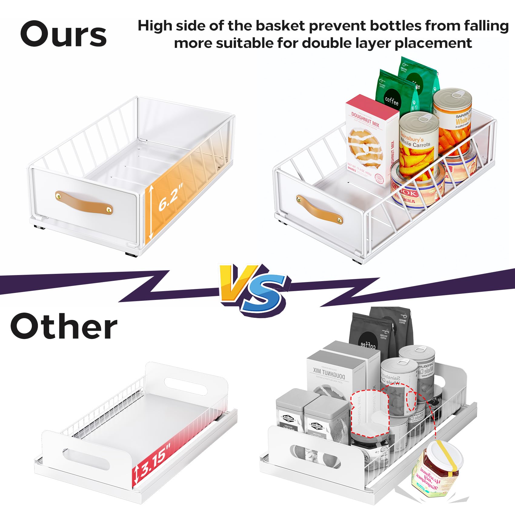 Kitstorack smooth slides let you reach back items quietly and easily.