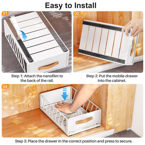 Kitstorack under-sink organizer keeps loose items neatly arranged.