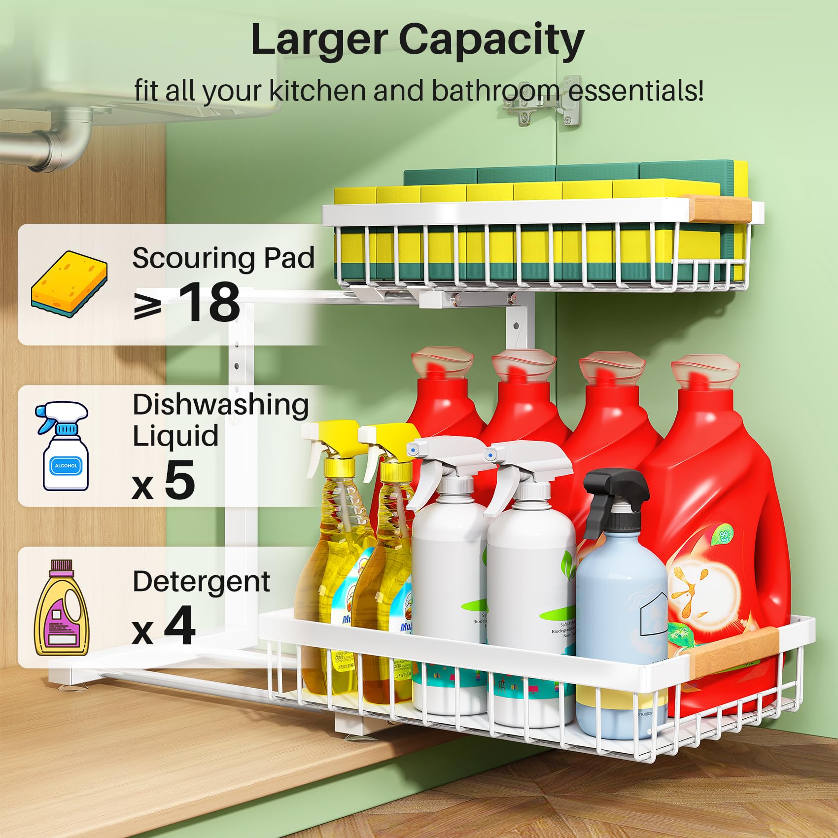 Kitstorack shelf uses suction cups for stable cabinet placement.