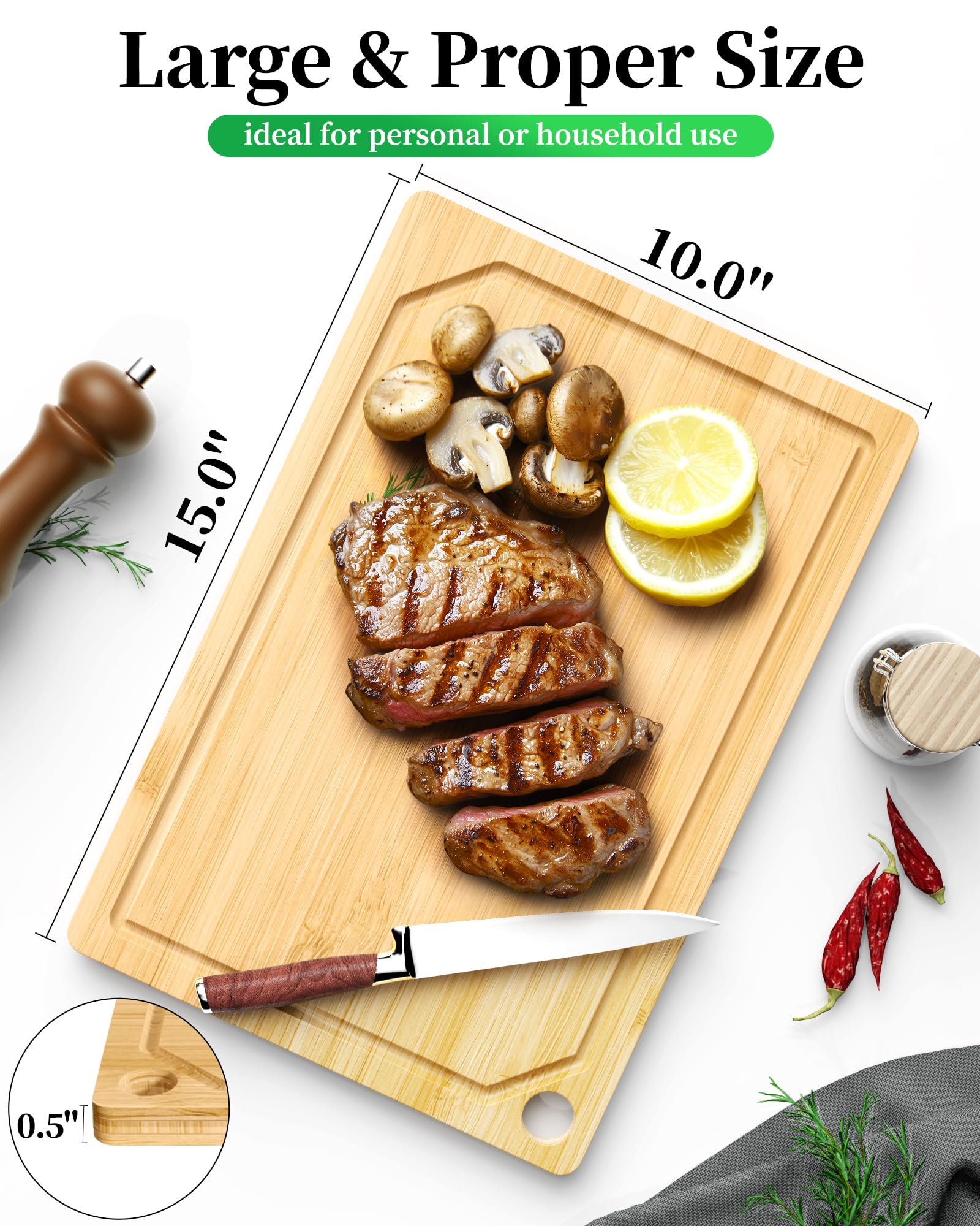 Kitsure bamboo cutting board 11-by-7 inch ideal for quick fruit and veg prep