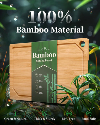 Kitsure bamboo cutting board 18-by-12 inch ideal for large roasts and prep