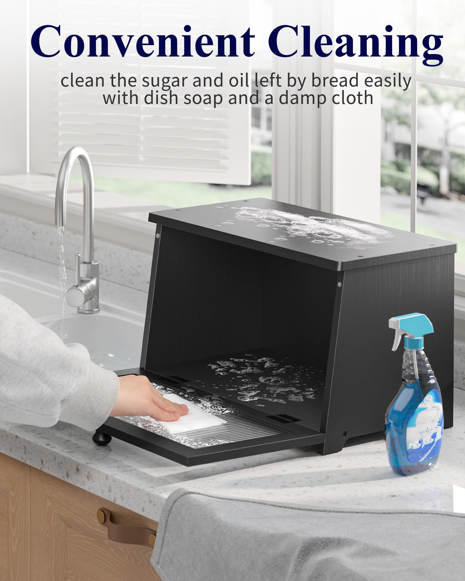 Kitsure bread box supports multi-functional storage for kitchen tools and more.