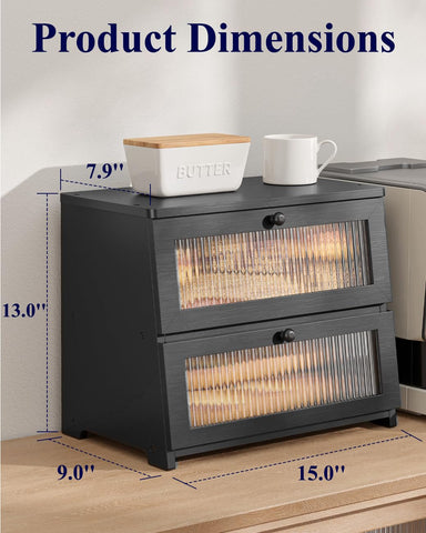 Kitsure bread box window allows quick content checks while preserving freshness.