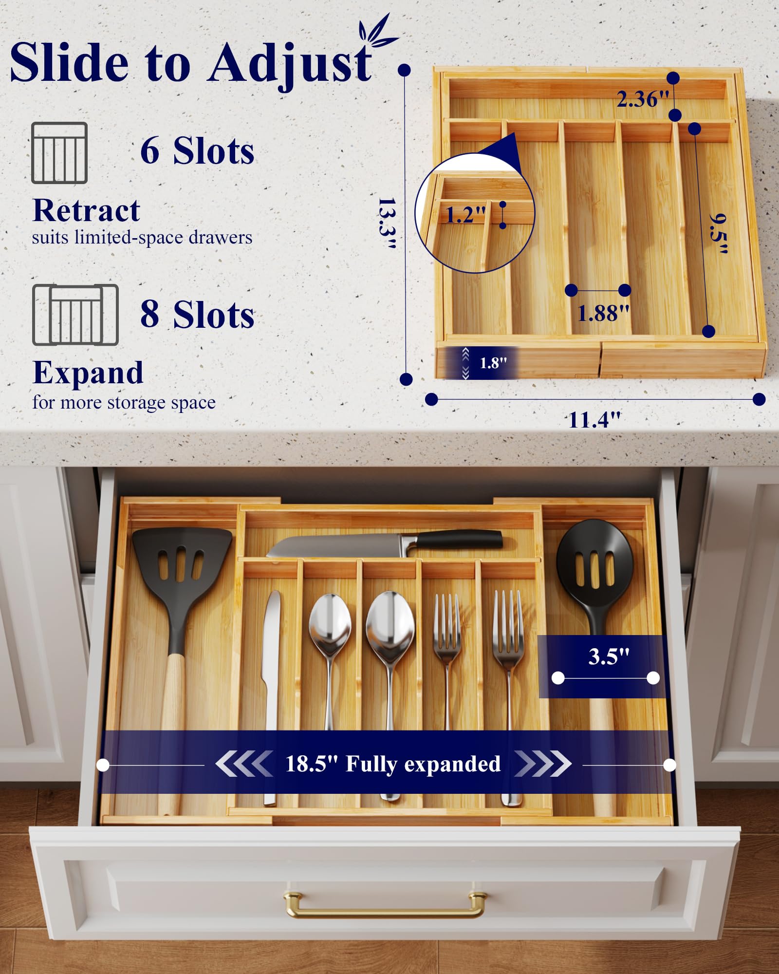 Kitsure deep compartments keep utensils organized and easy to access