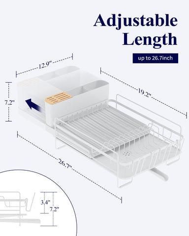 Kitsure dish drying rack with cutlery and cup holders for organized drying