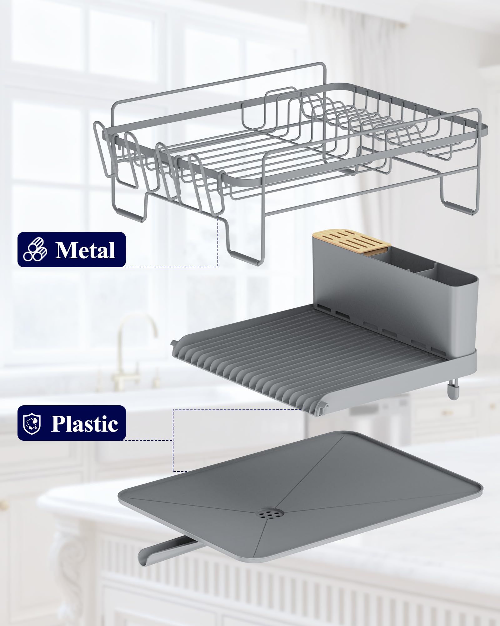 Kitsure built-in knife and spoon holders organize utensils after washing.