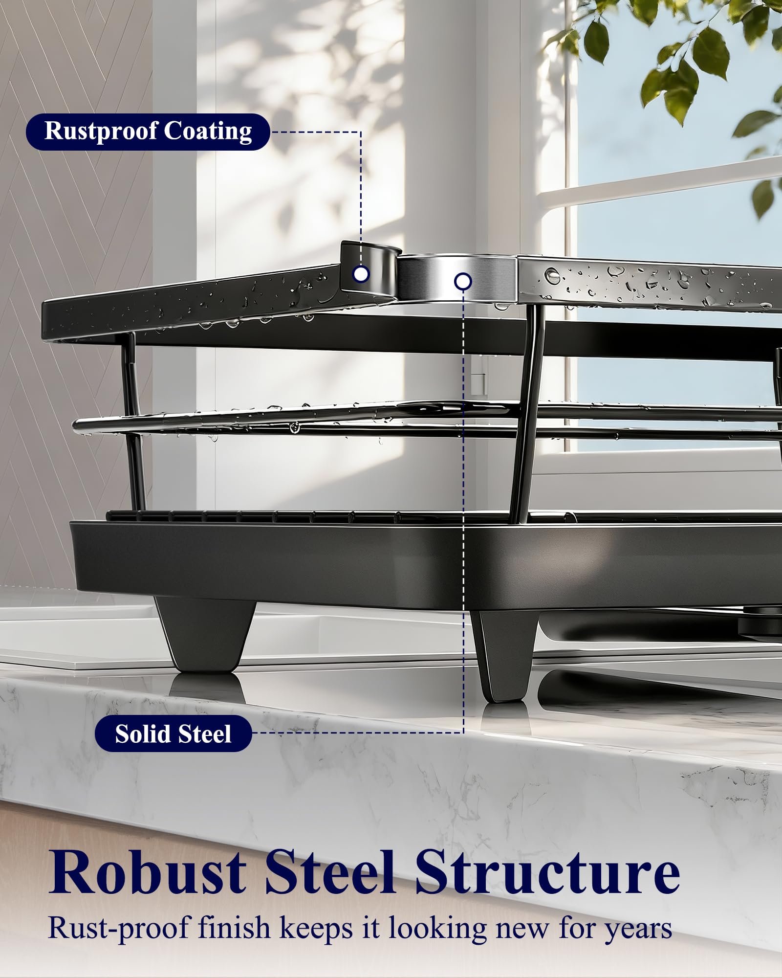 Rust-proof metal construction of Kitsure rack withstands busy kitchen use