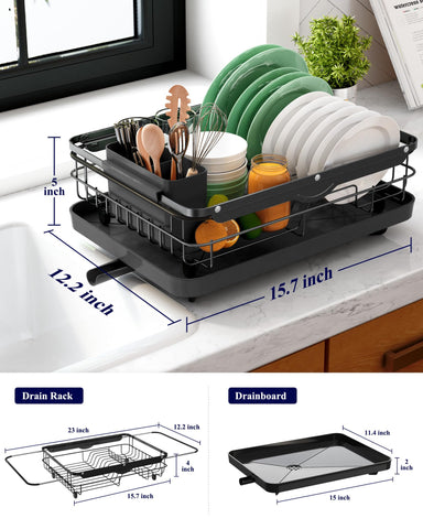 Kitsure dish rack cutlery holder keeps utensils organized.