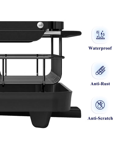 Kitsure dish rack dimension closeup reveals compact height and footprint.