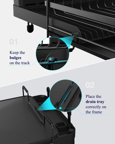 Kitsure drainboard channels water away for faster air drying.