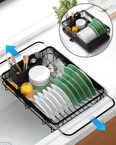 Kitsure dish rack front view shows compact footprint for small kitchens.