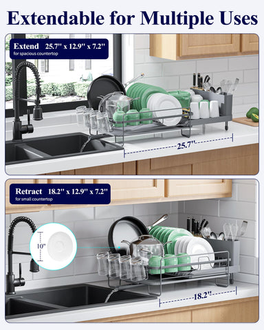 Kitsure rustproof stainless steel rack features a tall fence to protect dishes during dries.