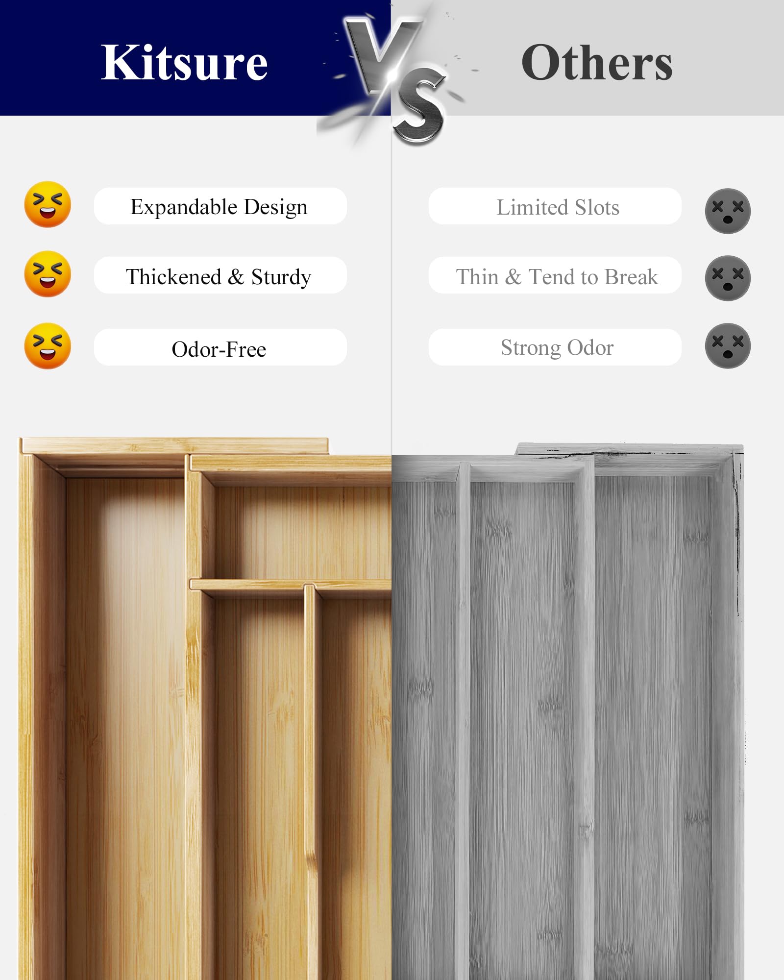 Kitsure fits wide drawers, keeping space organized in kitchens