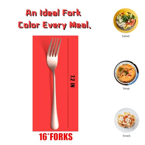 KITWARE 16-piece rose gold forks closeup highlighting tone and sturdy construction.