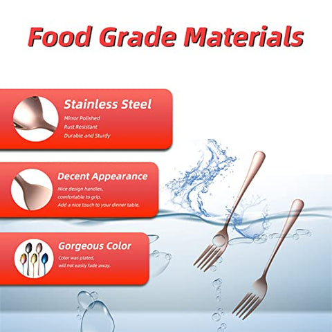 KITWARE stainless steel rose gold finish dining fork on table setup.