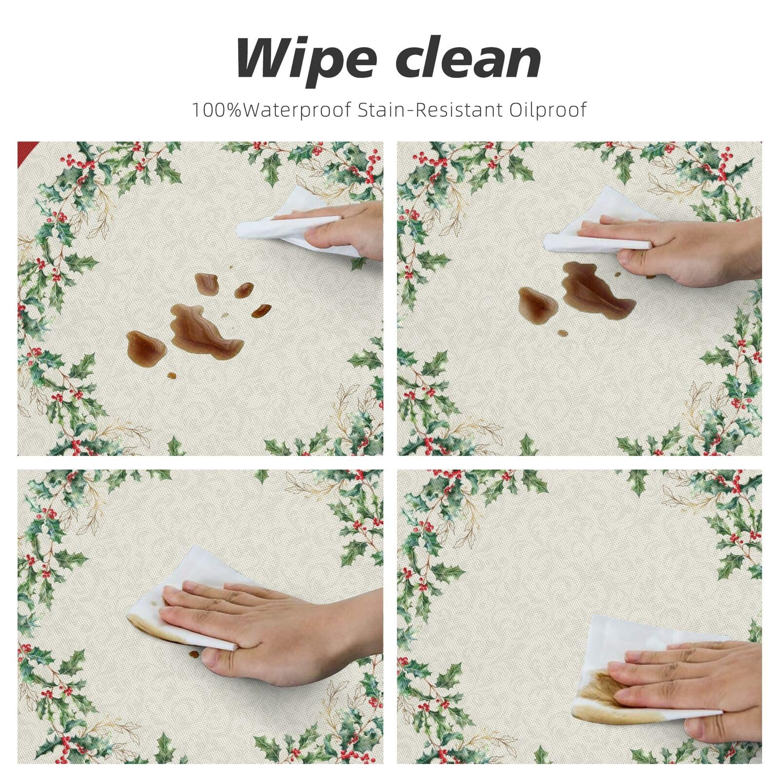 KiuLoam Christmas round cover is waterproof and wrinkle-resistant for easy cleanup.