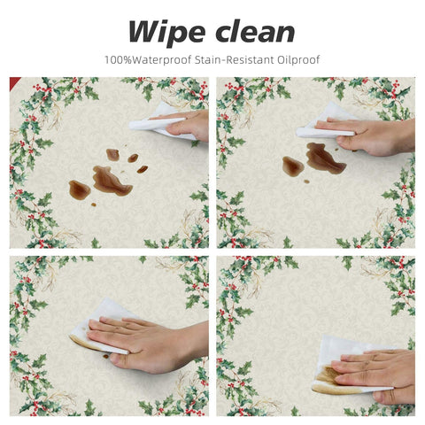 KiuLoam Christmas round cover is waterproof and wrinkle-resistant for easy cleanup.
