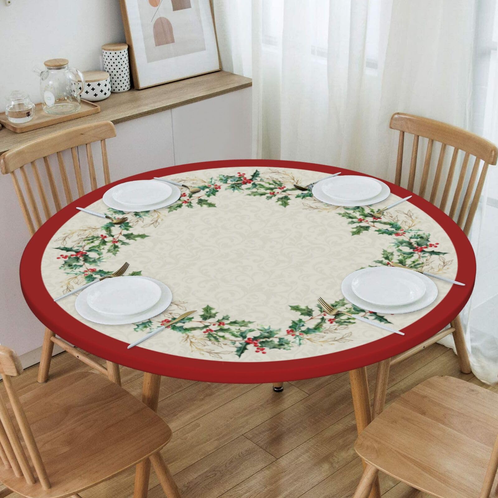 KiuLoam easy-care tablecloth cleans quickly with a damp cloth.