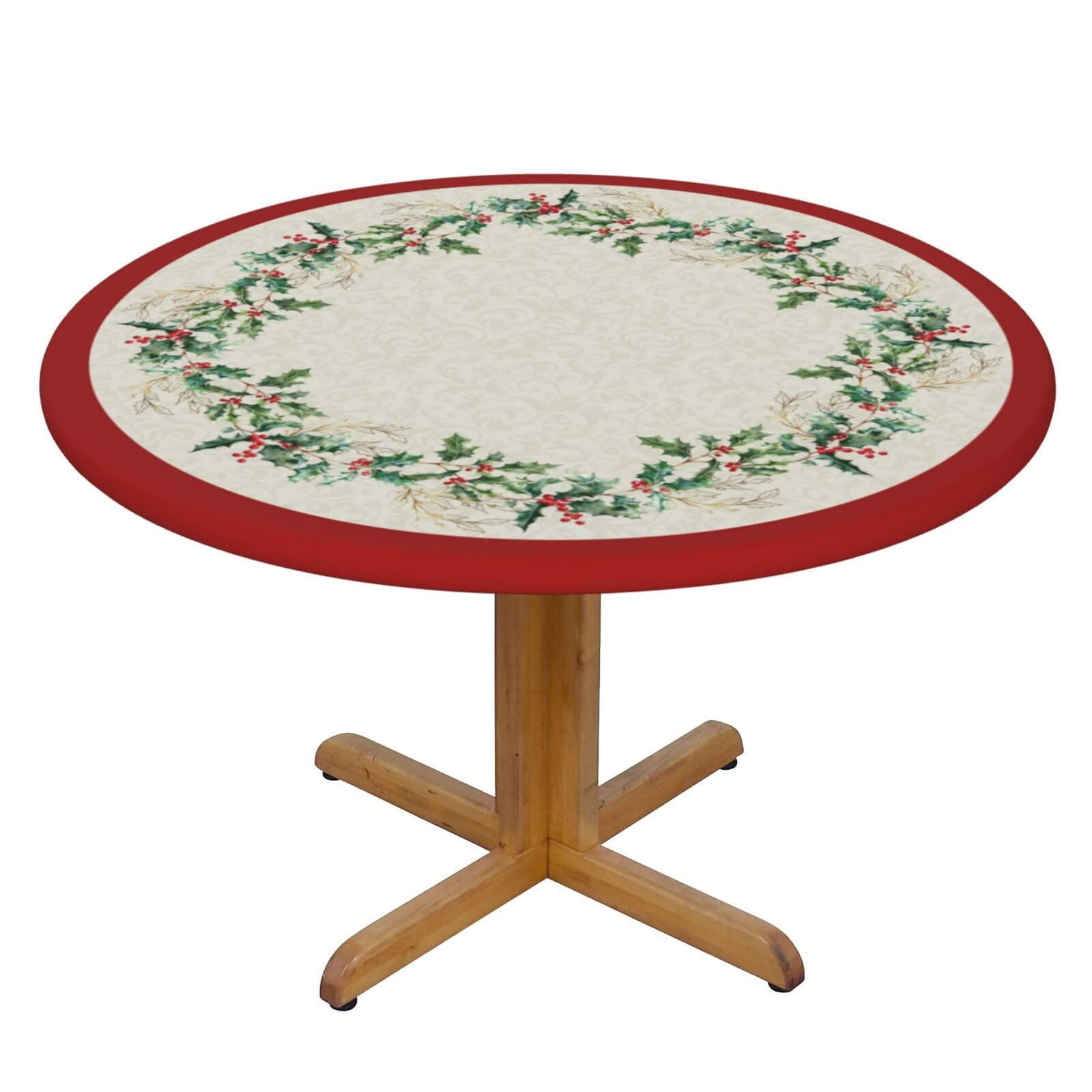 KiuLoam elastic-edge round tablecloth fits tightly, preventing slips during meals.