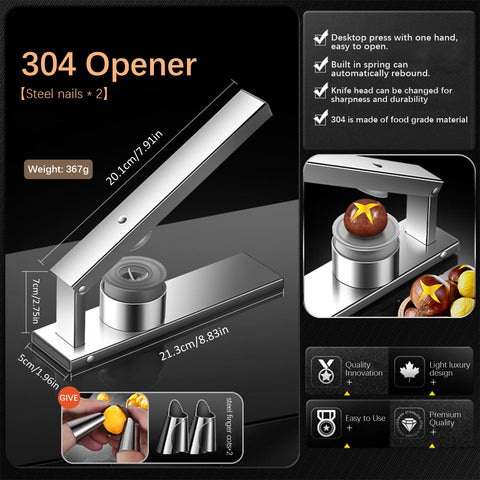 Kivinia chestnut cutter assembled on kitchen counter