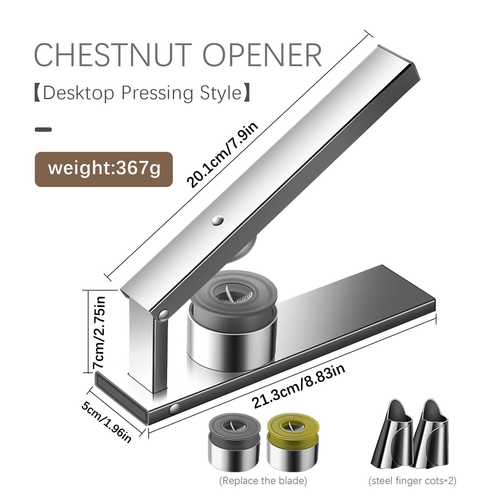 Kivinia chestnut cutter handle in action showing easy press-and-crack use