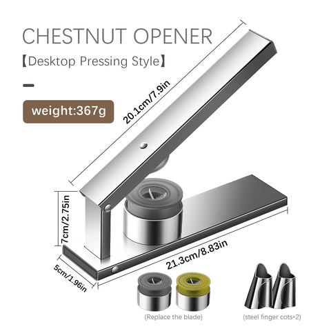 Kivinia chestnut cutter handle in action showing easy press-and-crack use