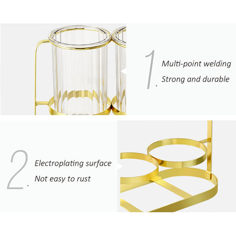 Kivsty compact gold-toned holder fits small spaces.