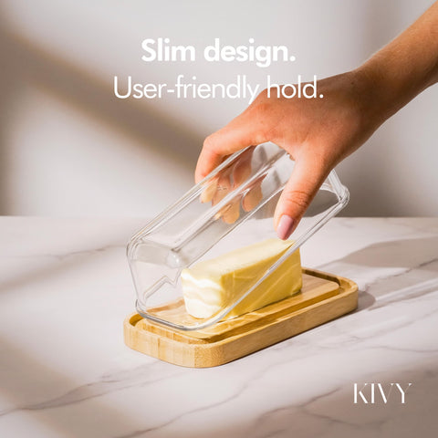 KIVY butter stays in place on the bamboo plate