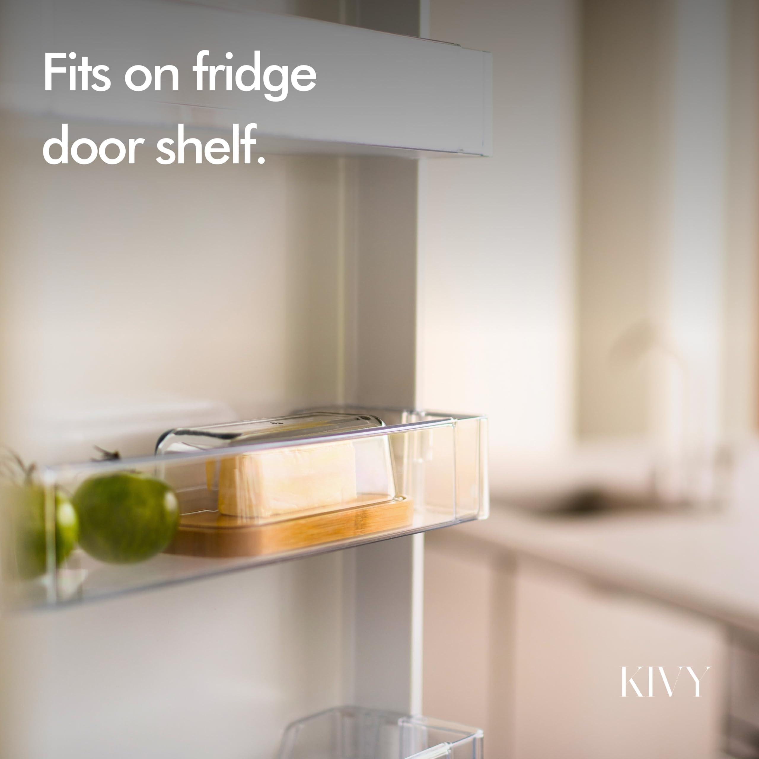 KIVY butter dish compact size fits countertops or shelves without crowding.