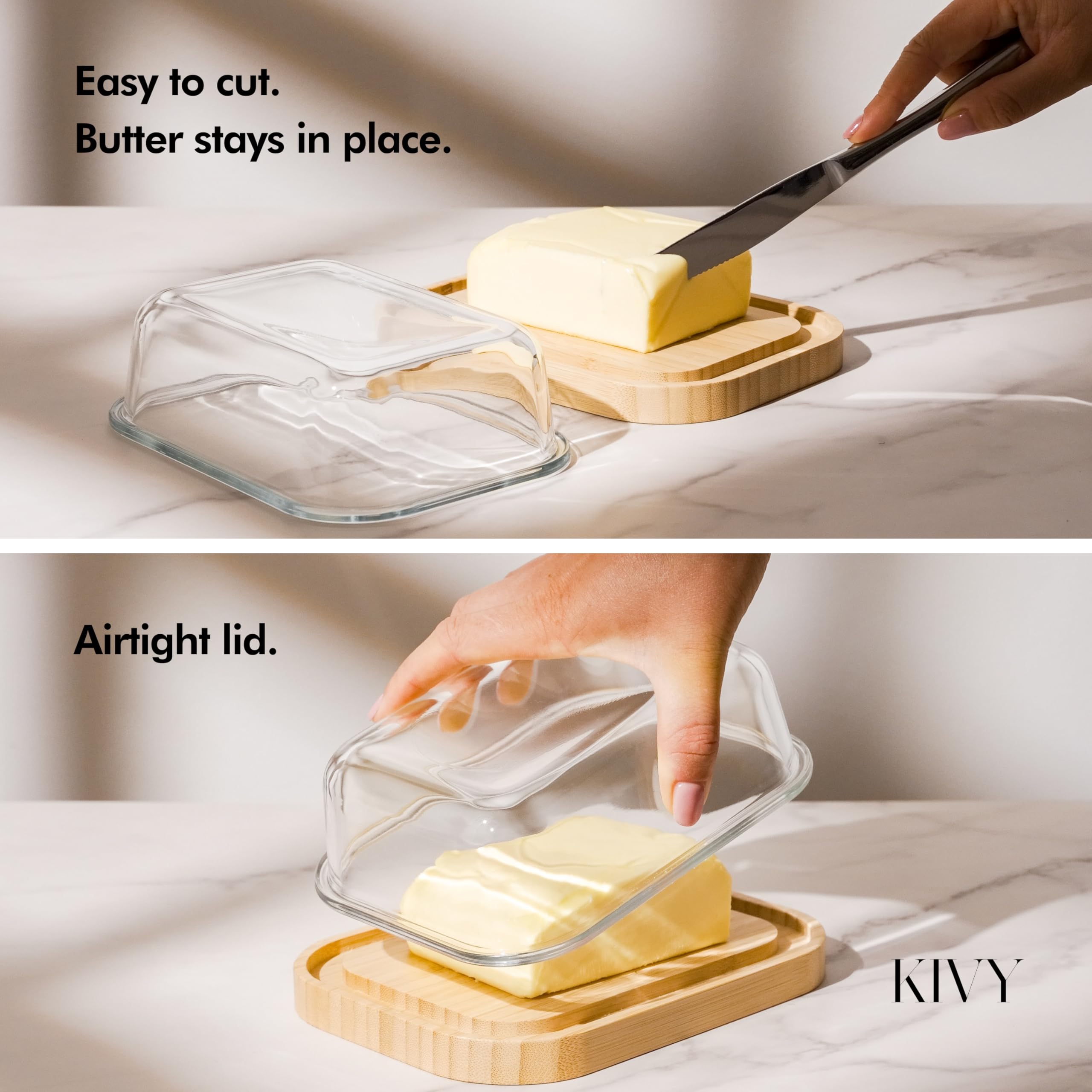 KIVY butter dish fits Kerrygold and European sticks easily