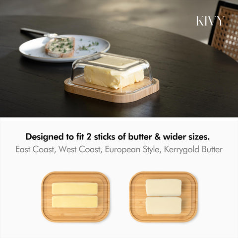 KIVY butter dish with glass lid close-up showing airtight seal