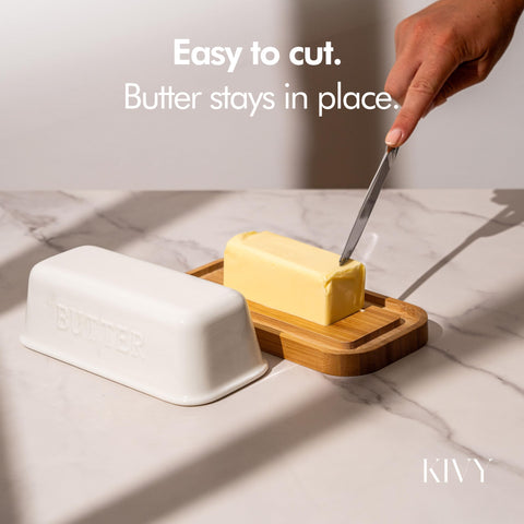 KIVY butter dish in refrigerator door shelf for quick access