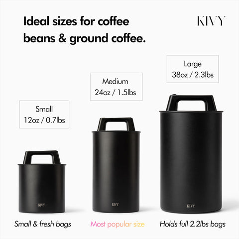 KIVY vacuum canister storing coffee beans while adding a neat kitchen accent