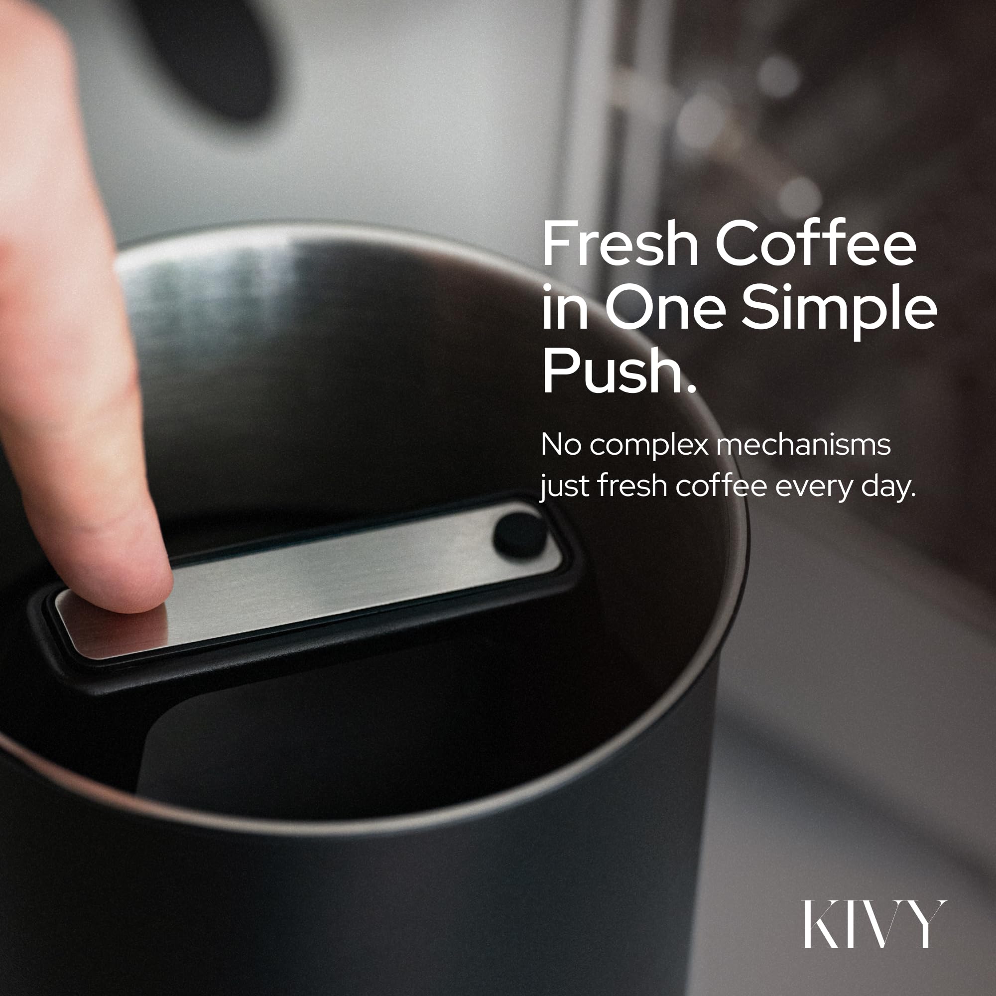 Compact KIVY coffee canister helps keep kitchen organized