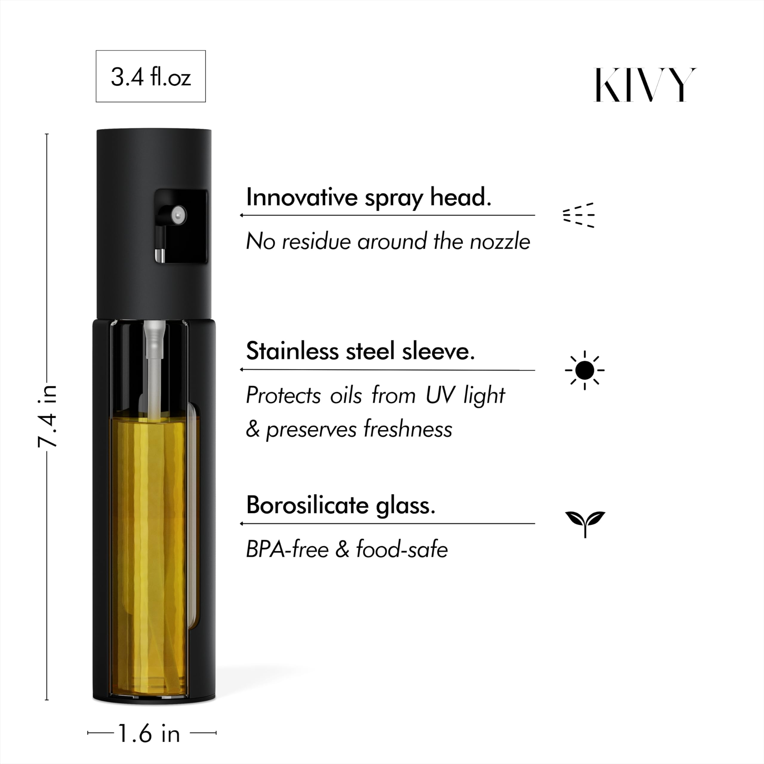 KIVY glass interior keeps storage safe and BPA-free