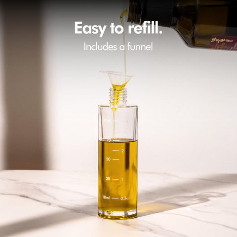 KIVY easy-fill funnel image showing tidy refilling for the oil sprayer